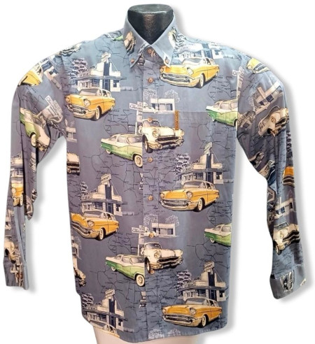 Classic Car Long Sleeve Hawaiian Shirt